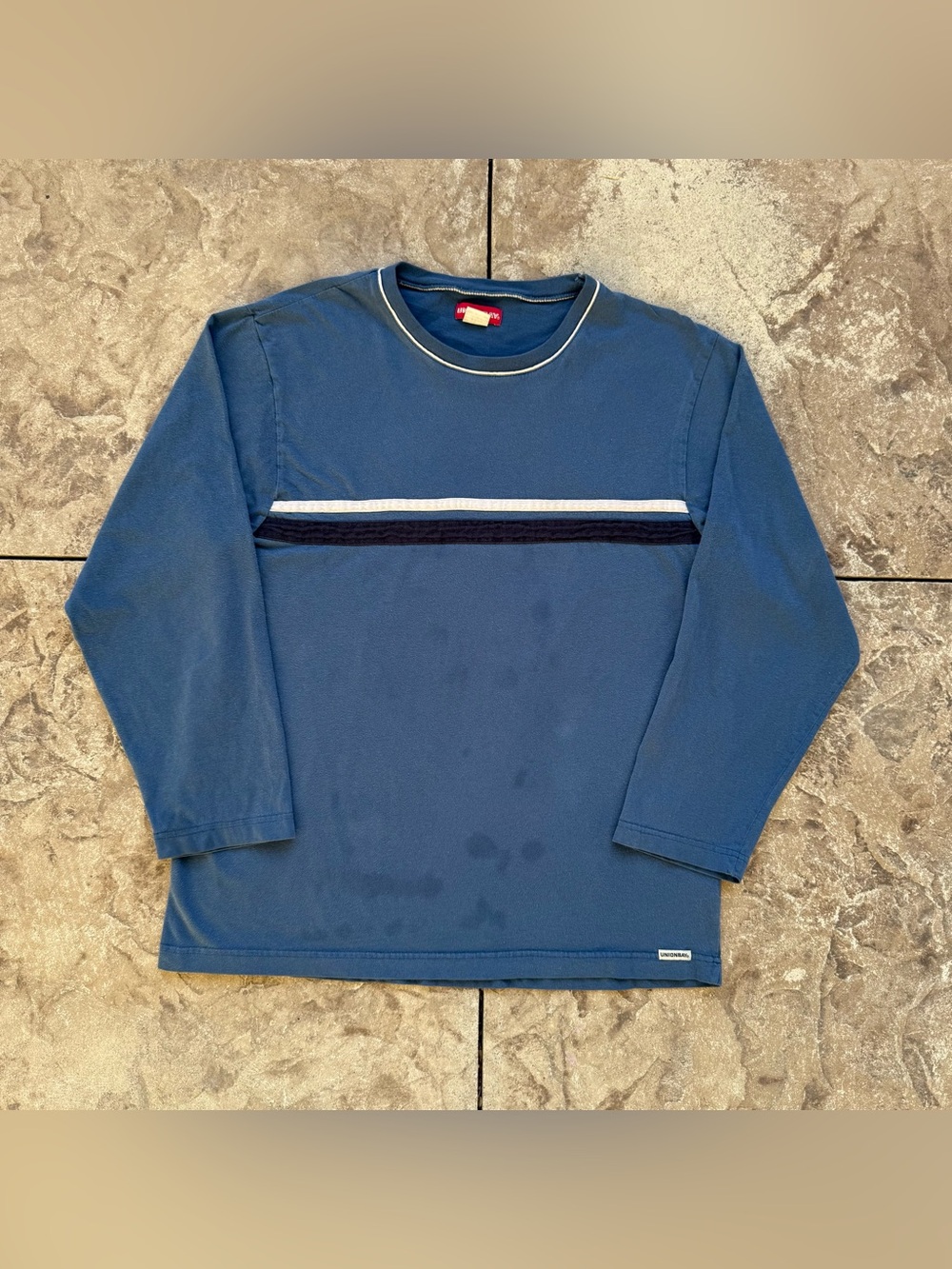 Vintage 90s Distressed Y2K Unionbay Blue Striped Long Sleeve Shirt